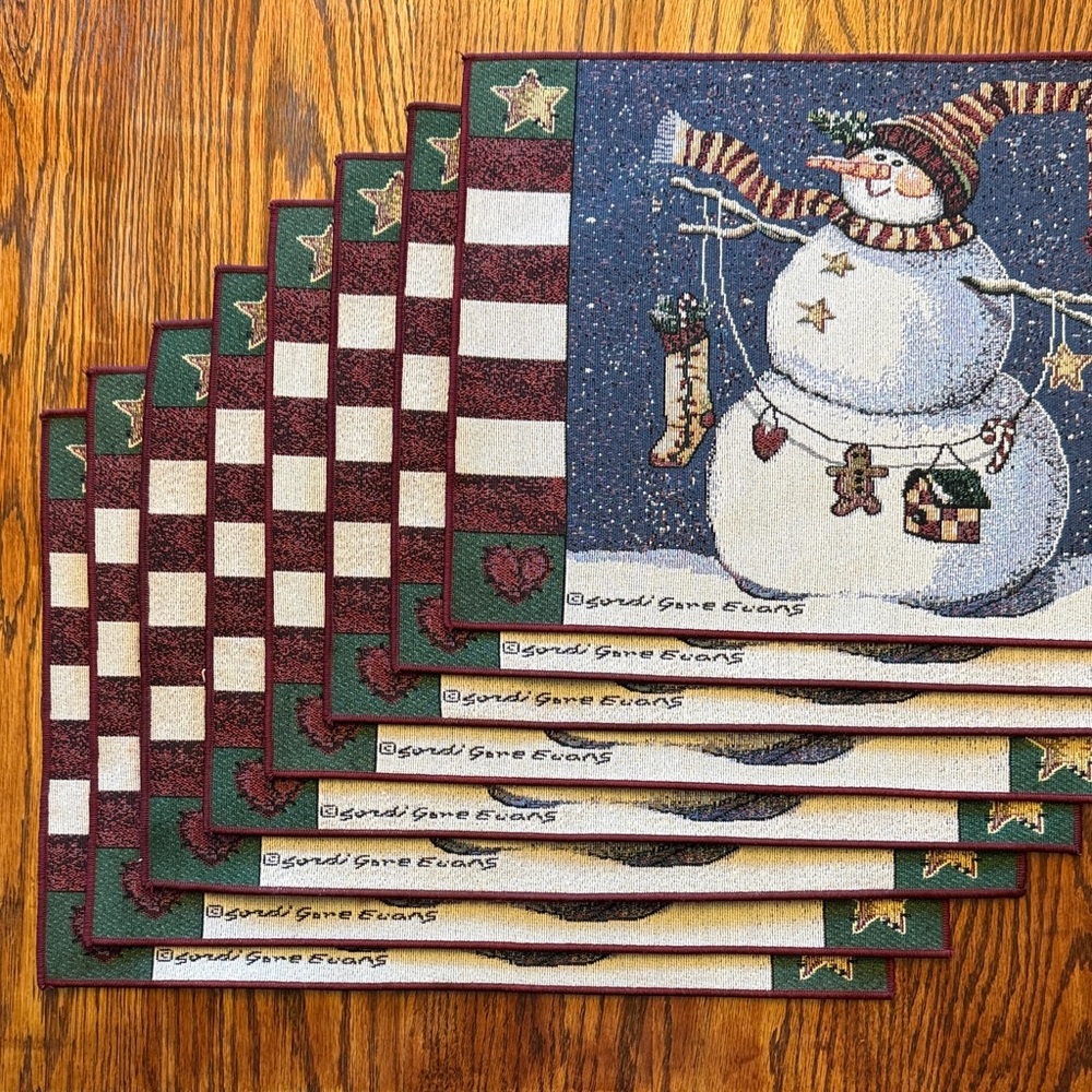 Peppermint Hill Multi-Color Tapestry Snowman Placemats (set of 8) - Picture 5 of 6